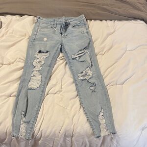 American Eagle Outfitters Light Blue Distressed Skinny Jeans